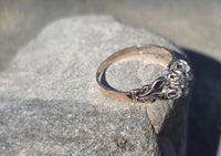10k gold old mine and rose cut diamond antique cluster ring