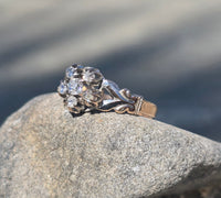 10k gold old mine and rose cut diamond antique cluster ring