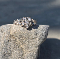 10k gold old mine and rose cut diamond antique cluster ring