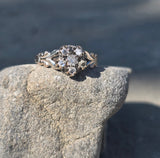 10k gold old mine and rose cut diamond antique cluster ring
