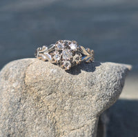 10k gold old mine and rose cut diamond antique cluster ring