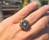 14k gold emerald, diamond and enamel antique ring