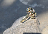 14k gold emerald, diamond and enamel antique ring