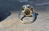 14k gold emerald, diamond and enamel antique ring