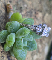 Platinum Art Deco c.1920's .87ct European cut diamond filigree antique engagement wedding ring
