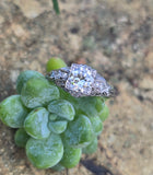 Platinum Art Deco c.1920's .87ct European cut diamond filigree antique engagement wedding ring