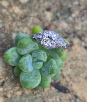 Platinum Art Deco c.1920's .87ct European cut diamond filigree antique engagement wedding ring