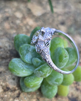 Platinum Art Deco c.1920's .87ct European cut diamond filigree antique engagement wedding ring