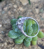 Platinum Art Deco c.1920's .87ct European cut diamond filigree antique engagement wedding ring