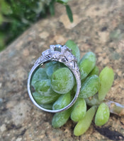 Platinum Art Deco c.1920's .87ct European cut diamond filigree antique engagement wedding ring