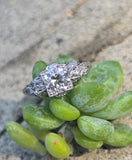 Platinum Art Deco c.1920's .87ct European cut diamond filigree antique engagement wedding ring