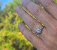 Platinum Art Deco c.1920's .87ct European cut diamond filigree antique engagement wedding ring