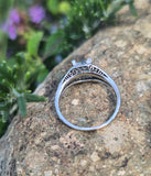 18k white gold blue zircon filigree BELAIS c.1920's ring