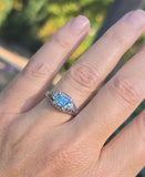 18k white gold blue zircon filigree BELAIS c.1920's ring