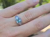 18k white gold blue zircon filigree BELAIS c.1920's ring