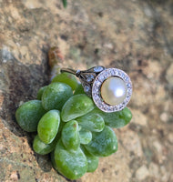 platinum Edwardian pearl and old cut diamond antique halo ring HOLD