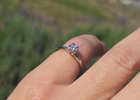 14k gold white gold diamond solitaire antique estate ring - apx .11ct