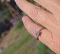 14k gold white gold diamond solitaire antique estate ring - apx .11ct