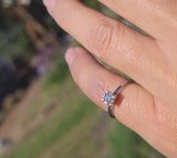 14k gold white gold diamond solitaire antique estate ring - apx .11ct