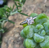 14k gold white gold diamond solitaire antique estate ring - apx .11ct