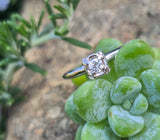 14k gold white gold diamond solitaire antique estate ring - apx .11ct