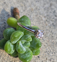 14k gold white gold diamond solitaire antique estate ring - apx .11ct