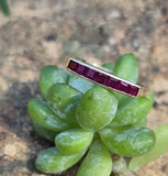 14k gold stackable ruby estate wedding band