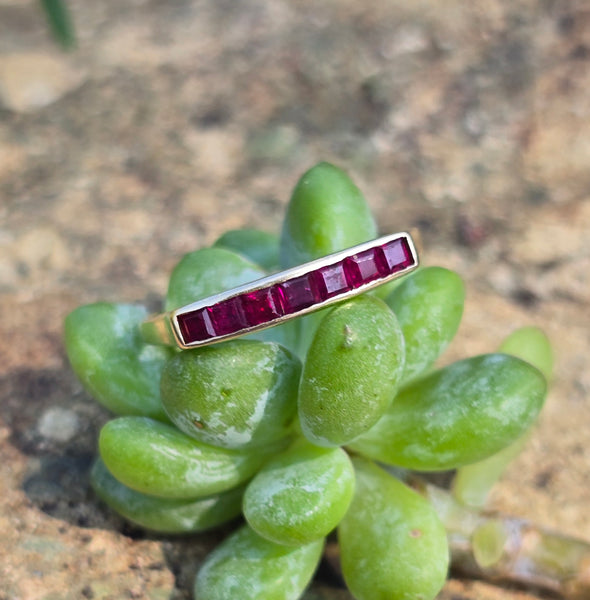 14k gold stackable ruby estate wedding band