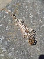 14k gold diamond antique filigree necklace pendant lavaliere