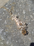 14k gold diamond antique filigree necklace pendant lavaliere