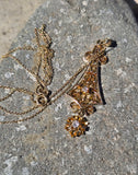 14k gold diamond antique filigree necklace pendant lavaliere