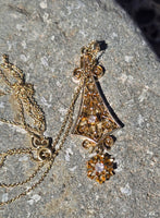 14k gold diamond antique filigree necklace pendant lavaliere