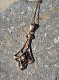 10k gold Victorian enamel and pearl necklace pendant lavaliere