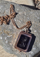 10ct gold Victorian intaglio locket necklace pendant