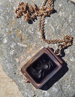 10ct gold Victorian intaglio locket necklace pendant