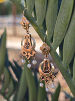 14k gold Victorian enamel and pearl earrings