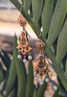 14k gold Victorian enamel and pearl earrings