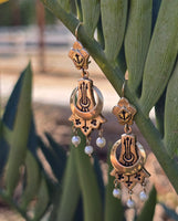 14k gold Victorian enamel and pearl earrings