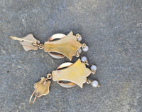 14k gold Victorian enamel and pearl earrings