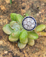 platinum & 18K gold two tone Art Deco diamond and sapphire antique target ring HOLD