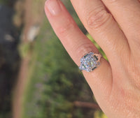 Platinum Art Deco c.1920's .1.50ct European cut diamond and emerald filigree antique engagement wedding ring - GIA certified
