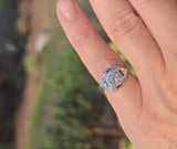 Platinum Art Deco c.1920's .1.50ct European cut diamond and emerald filigree antique engagement wedding ring - GIA certified