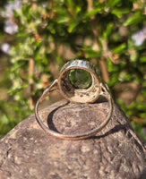 silver top and 18ct gold green tourmaline & diamond estate antique ring
