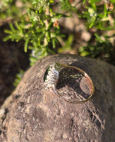 silver top and 18ct gold green tourmaline & diamond estate antique ring