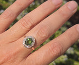 silver top and 18ct gold green tourmaline & diamond estate antique ring