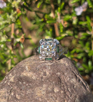 Platinum Art Deco c.1920's .1.50ct European cut diamond and emerald filigree antique engagement wedding ring - GIA certified