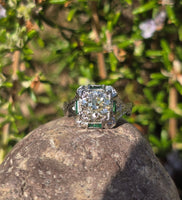 Platinum Art Deco c.1920's .1.50ct European cut diamond and emerald filigree antique engagement wedding ring - GIA certified