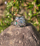 Platinum Art Deco c.1920's .1.50ct European cut diamond and emerald filigree antique engagement wedding ring - GIA certified