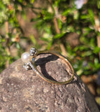 platinum top & 18k gold two tone Edwardian pearl and old cut diamond antique ring HOLD