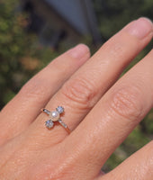 platinum top & 18k gold two tone Edwardian pearl and old cut diamond antique ring HOLD